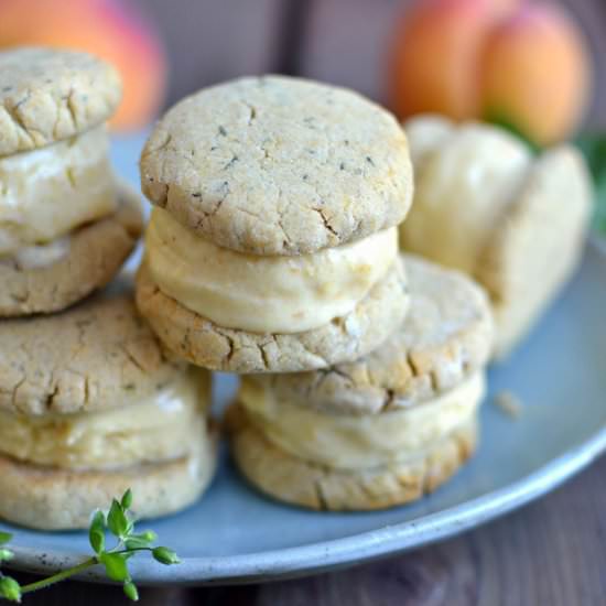 Thyme & Peach Ice Cream Sandwiches