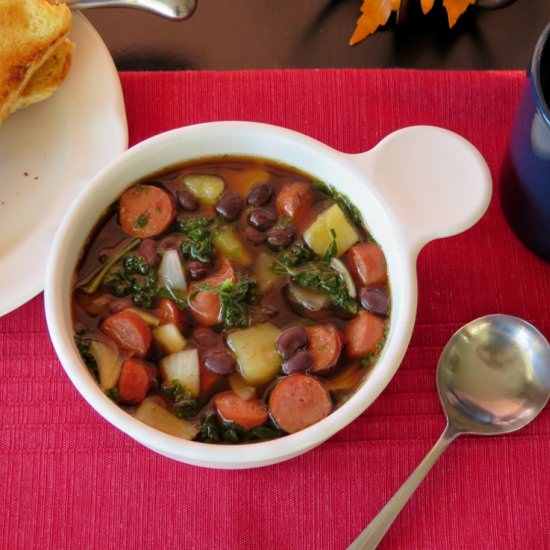 Beef Brats and Beans Soup