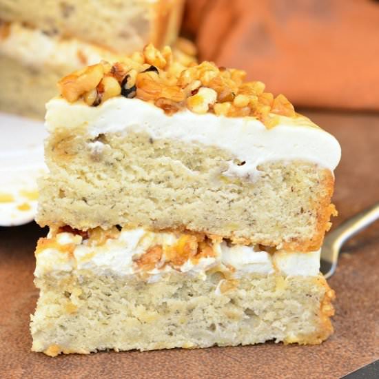 Caramel Banana Nut Cake
