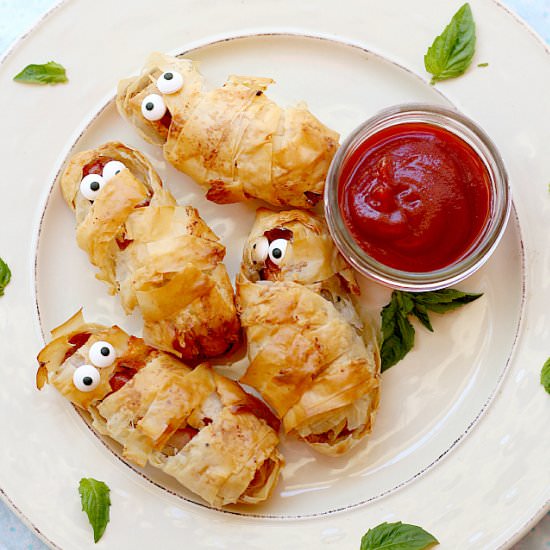 Crispy Phyllo Wrapped Hot Dog Mummies