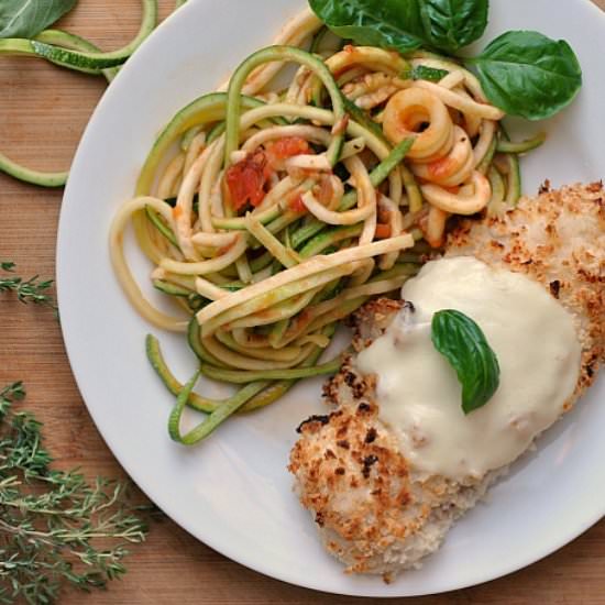 Chicken Parmesan over Zoodles
