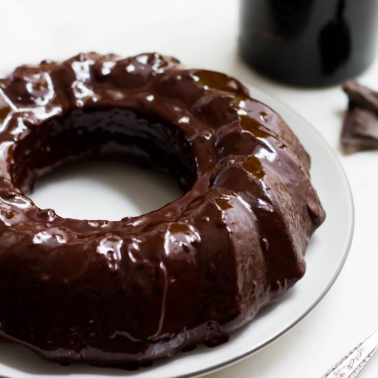 Chocolate Cake w/ Red Wine Glaze