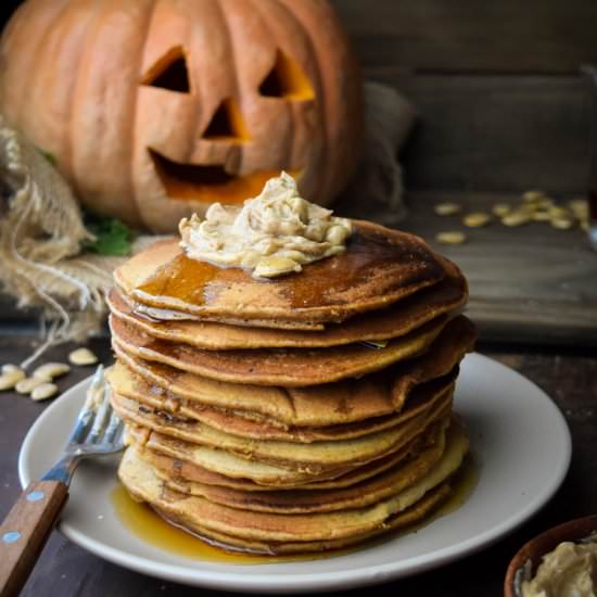 Honey Whole Wheat Pumpkin Pancakes
