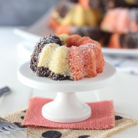 Mini Neapolitan Bundt Cakes