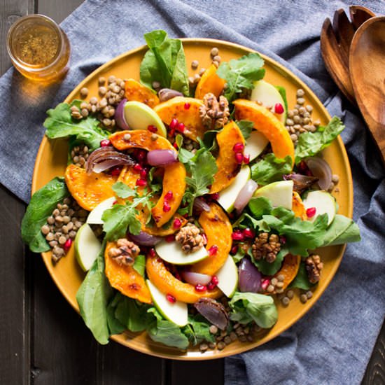 Warm butternut squash salad