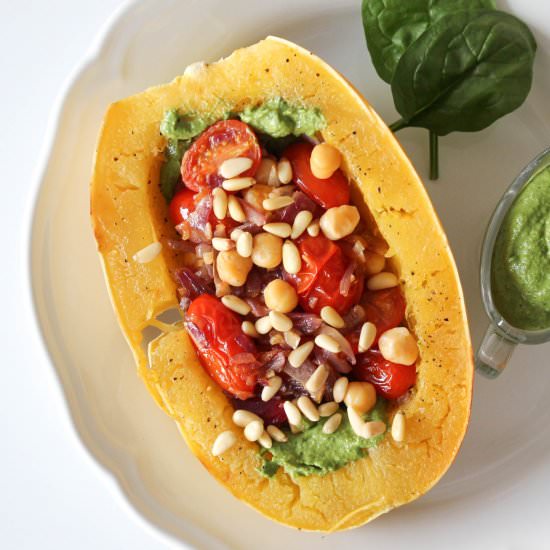 Pesto Spaghetti Squash & Tomatoes