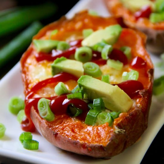 Baked Egg Stuffed Sweet Potatoes