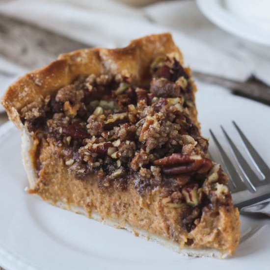 Pecan Streusel Pumpkin Pie
