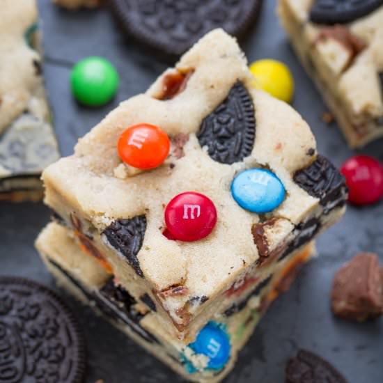 Candy Oreo Monster Blondie Bars
