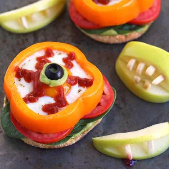 Halloween Bell Pepper Baked Eggs