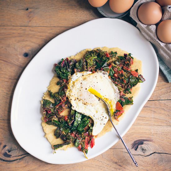 Breakfast Socca with Eggs and Green