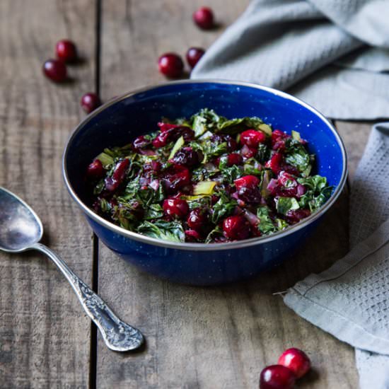 Roasted Cranberries with Greens