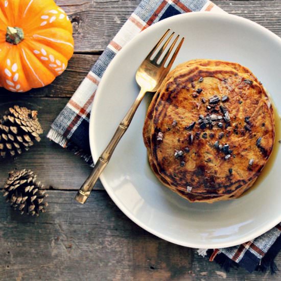Pumpkin Cacao Nib Pancake Stack