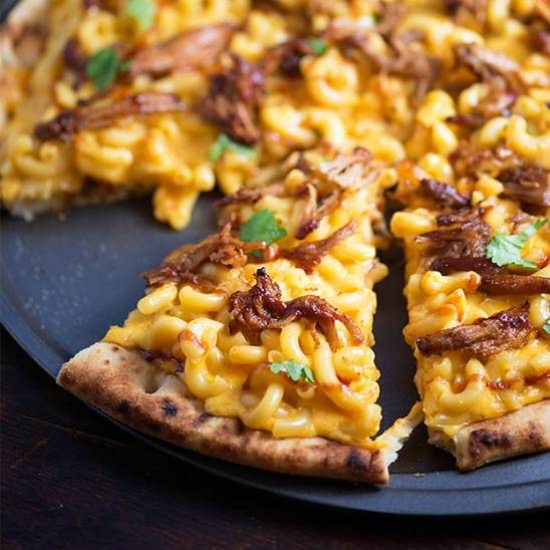 Pulled Pork Mac and Cheese Pizza