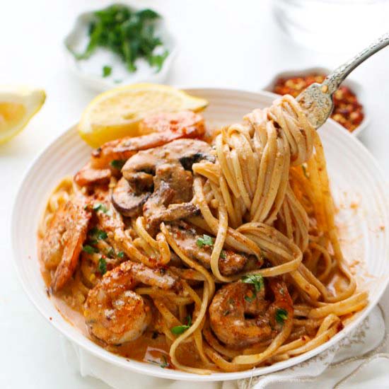Creamy Jerk Shrimp Spaghetti