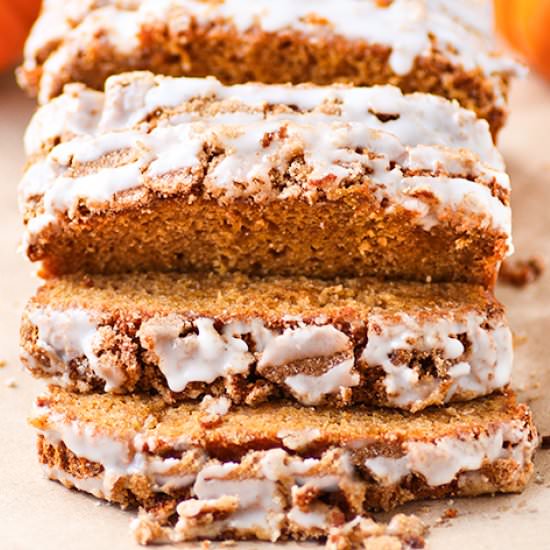 Sugar Crusted Iced Pumpkin Bread