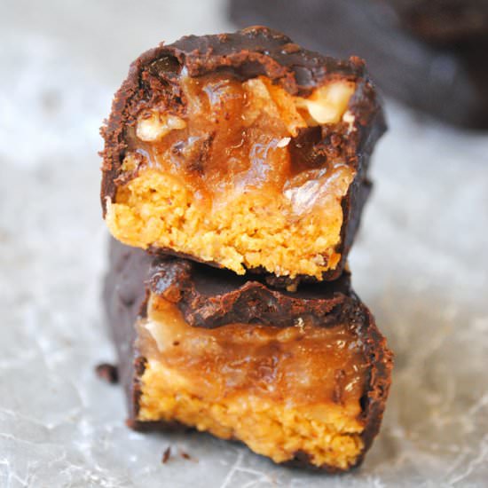 Healthy Pumpkin Snickers Bars