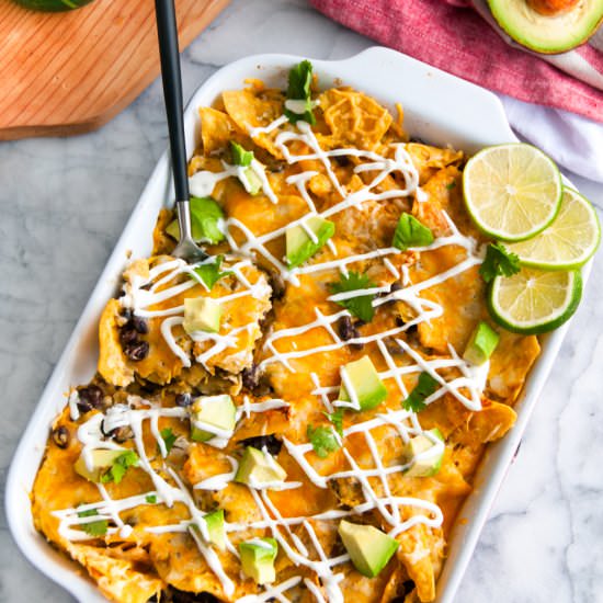 Vegetarian Chilaquiles Casserole