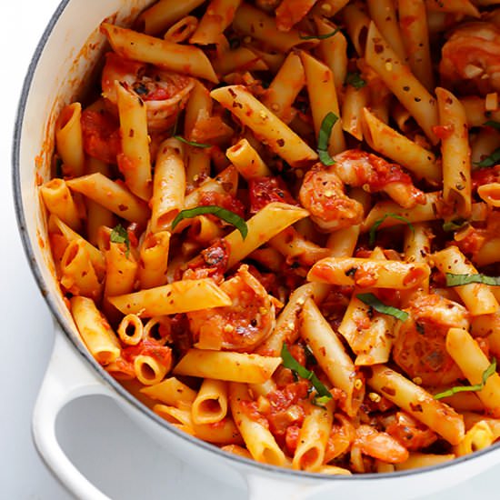 Shrimp Pasta w/ Creamy Tomato Basil