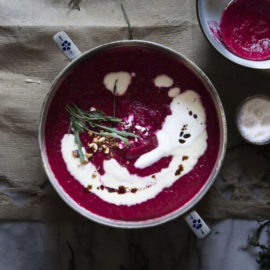 Ruby Beet Soup & Goat Cheese Foam