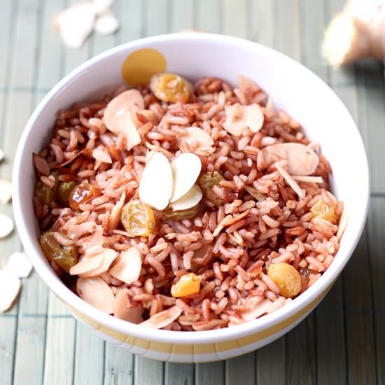 Ginger, Almond, and Pink Rice Pilaf