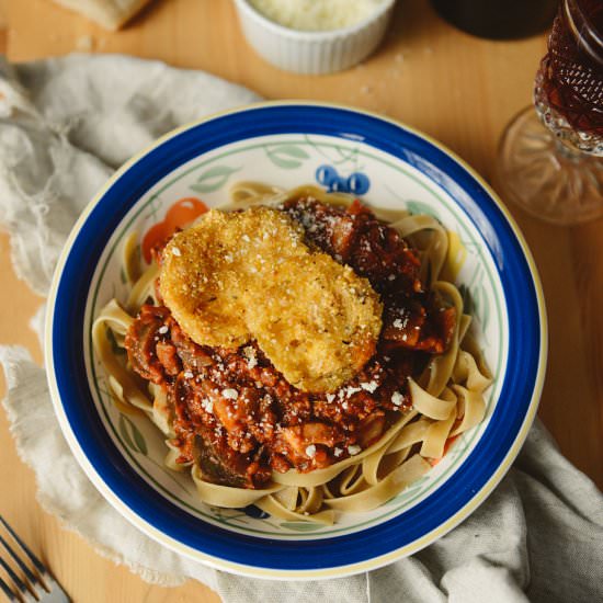 Pasta w/ Fried Green Tomatoes