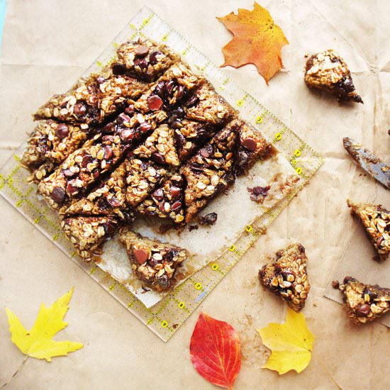 Caramel Banana Chocolate Oat Bars