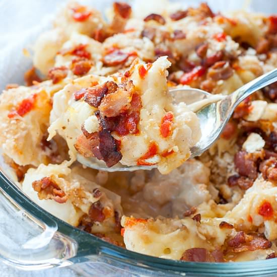 Bacon Sriracha Cauliflower Gratin