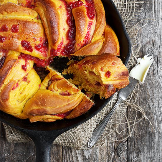 Pumpkin Cranberry Swirl Bread