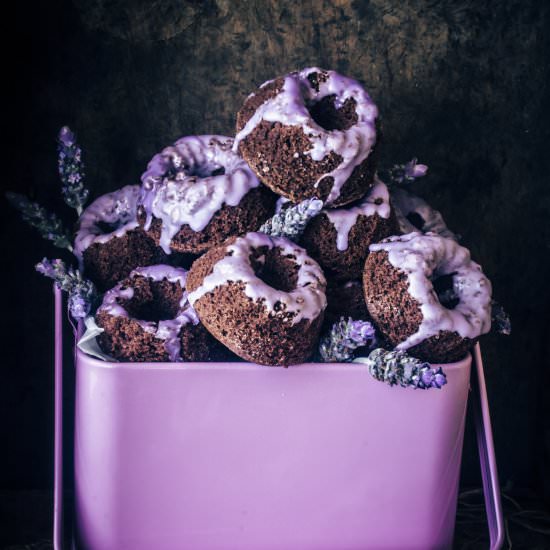 Chocolate Cakes with Lavender Glaze