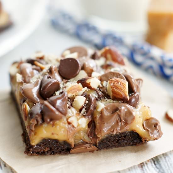 Brownie Caramel Nut Bars