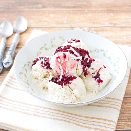 Coconut Ice Cream w/ Raspberry