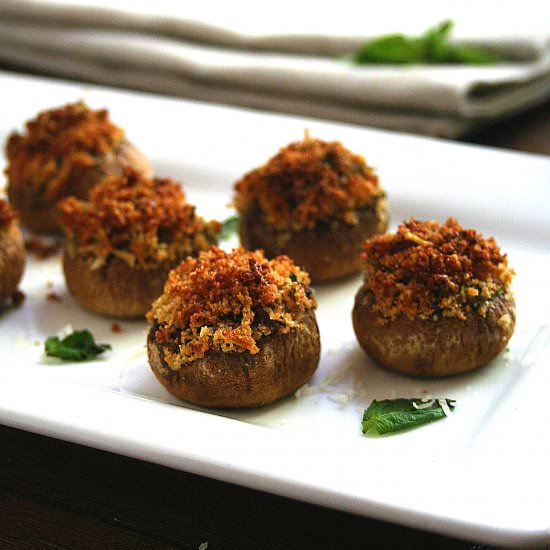 Parmesan Basil Stuffed Mushrooms