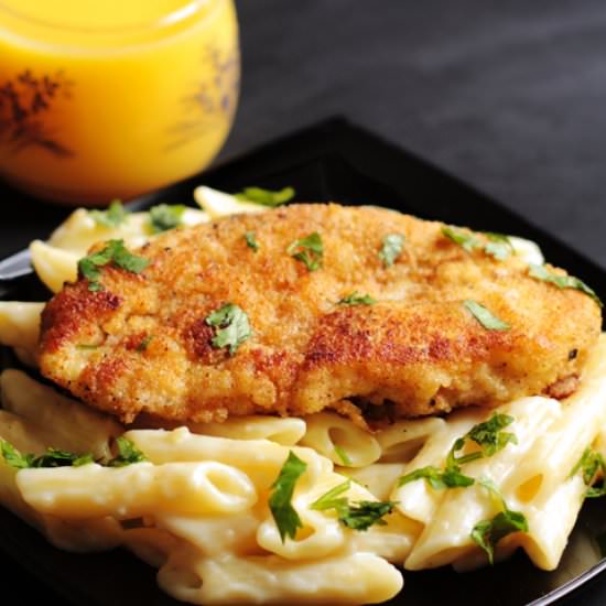 Crispy Lemon Chicken & Garlic Pasta