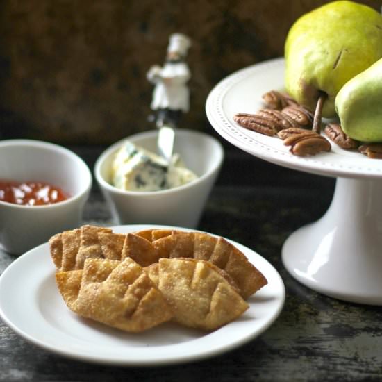 Spicy Pear and Blue Cheese Purses