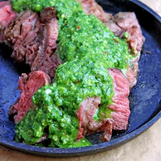 Rib Eye with Chimichurri Sauce