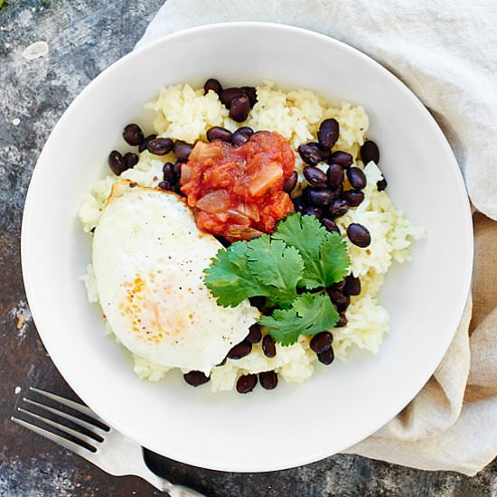 Cheesy Rice & Beans w/ Fried Egg