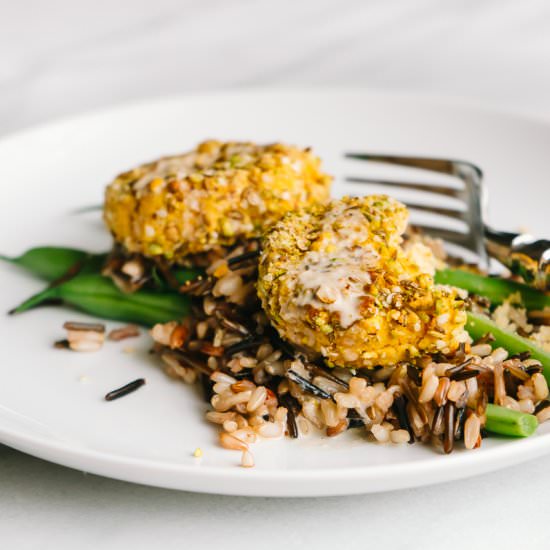 Pistachio Dukkah Encrusted Fritters