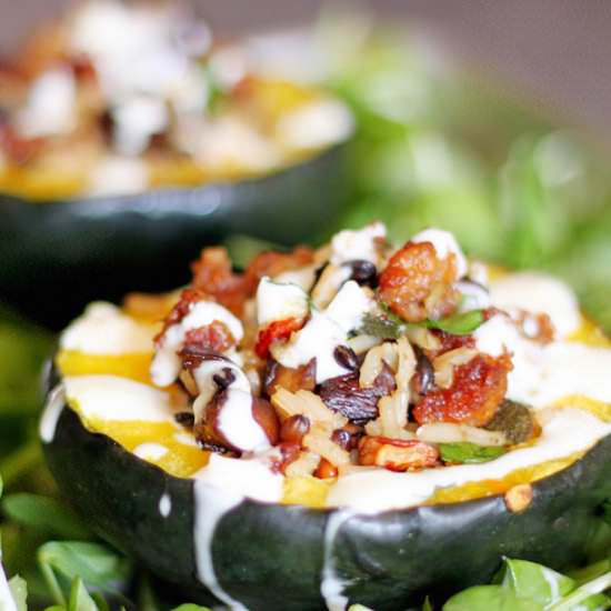 Sausage & Rice Stuffed Acorn Squash