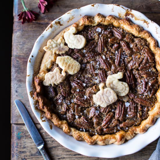 Salted Bourbon Pecan Pumpkin Pie.