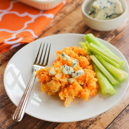 Buffalo Hashbrown Chicken Casserole