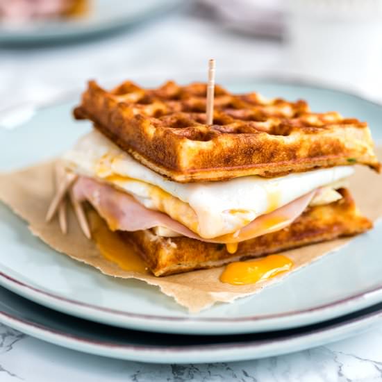 Waffle breakfast sandwich