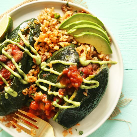Vegan Stuffed Poblano Peppers