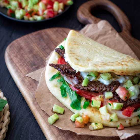 Beef Sandwich on Naan Bread