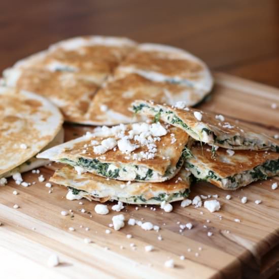 Spinach Pie Chicken Quesadillas