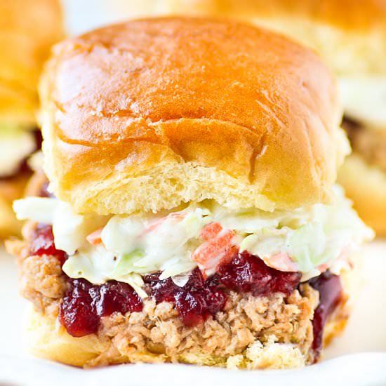 Pulled Pork Cranberry Slaw Sliders