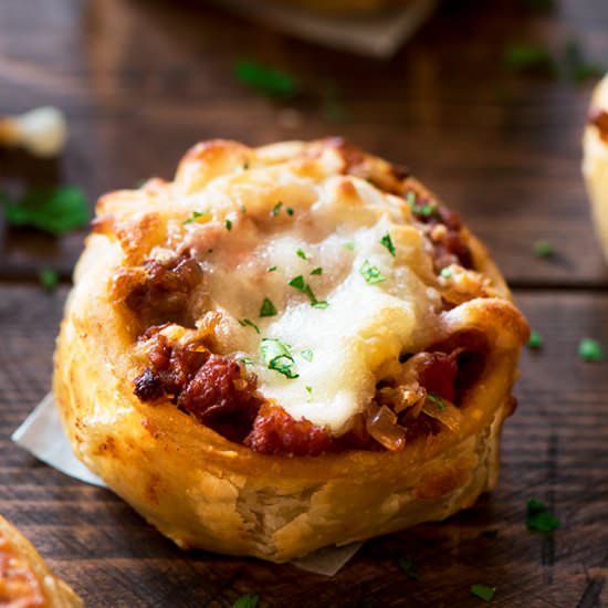 Cheesy Sloppy Joes Puff Pastry Roll