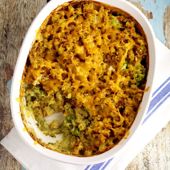 Cheesy Broccoli Stuffing Casserole