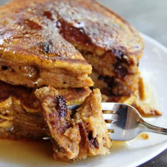 Pumpkin Chocolate Chip Pancakes