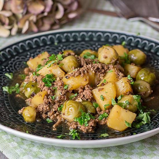Hash Pan with Brussel Sprouts